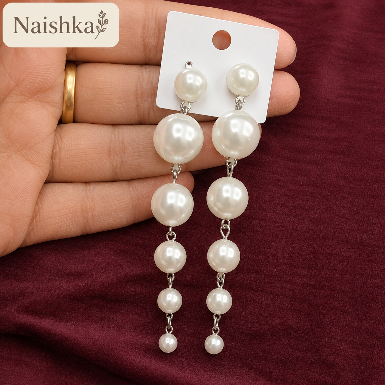 Korean Long Pearl Dangle Earrings For Women
