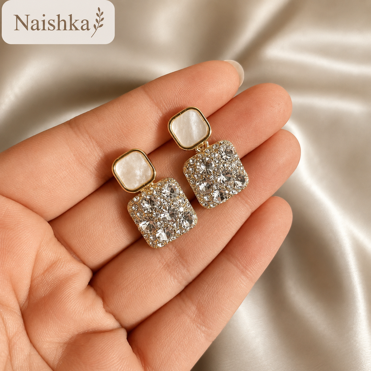 Square Crystal Drop Earrings For Girls & Women