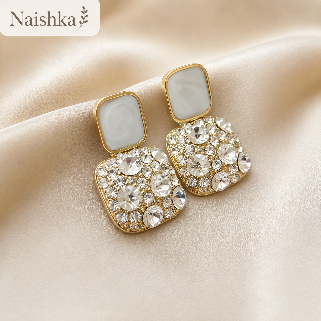 Square Crystal Drop Earrings For Girls & Women
