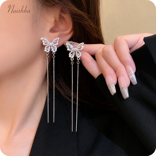 Korean Butterfly Tassel Earrings For Girls & Women
