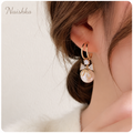 Korean Pearl Bow Hoop Earrings For Girls & Women