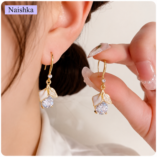 Korean Floral Drop Earrings For Girls & Women