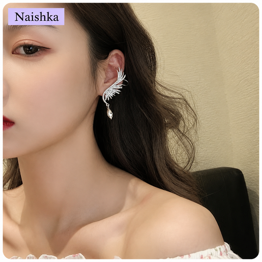Korean Angel Wing Crystal Earrings For Girls & Women