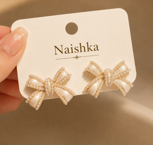 Korean Ribbon Knot Earrings For Girls & Women