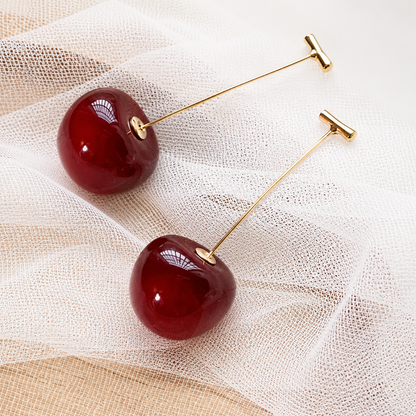 Korean Red Cherry Earrings For Girls & Women