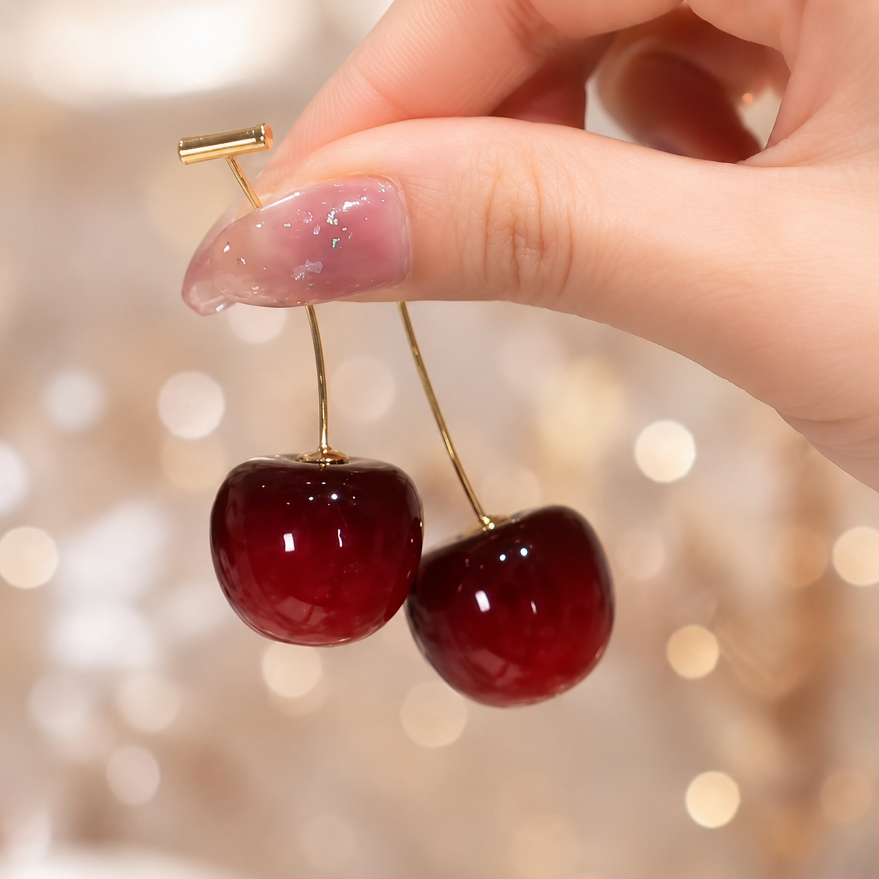 Korean Red Cherry Earrings For Girls & Women