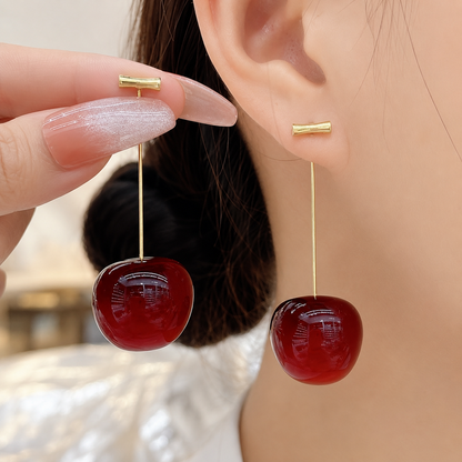 Korean Red Cherry Earrings For Girls & Women