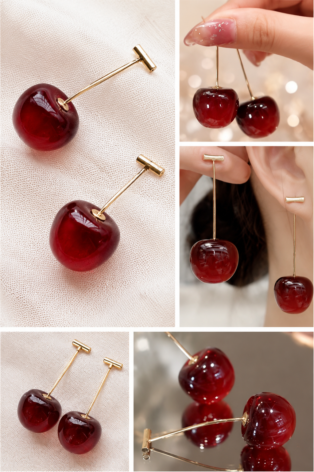 Korean Red Cherry Earrings For Girls & Women