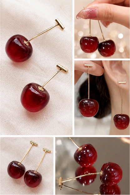 Korean Red Cherry Earrings For Girls & Women